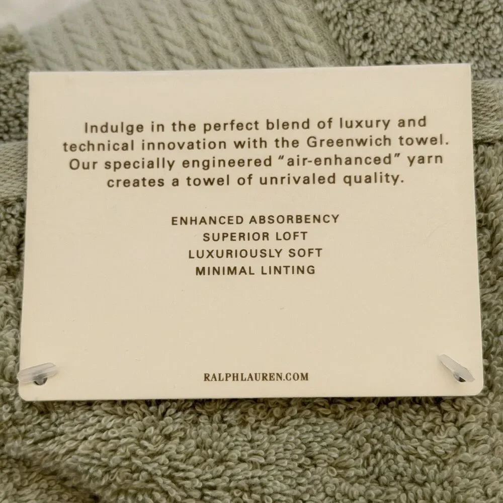 Lauren Ralph Lauren Greenwich Luxury Cotton Bath Towel Aloe Green 30”x56” New